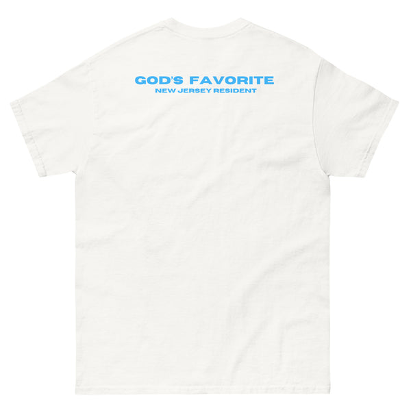 Gods Favorite NJ Resident (Back) White T-Shirt
