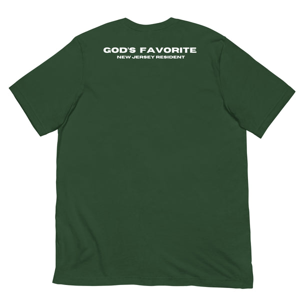 Gods Favorite NJ Resident Green Reverse (Back) T-Shirt